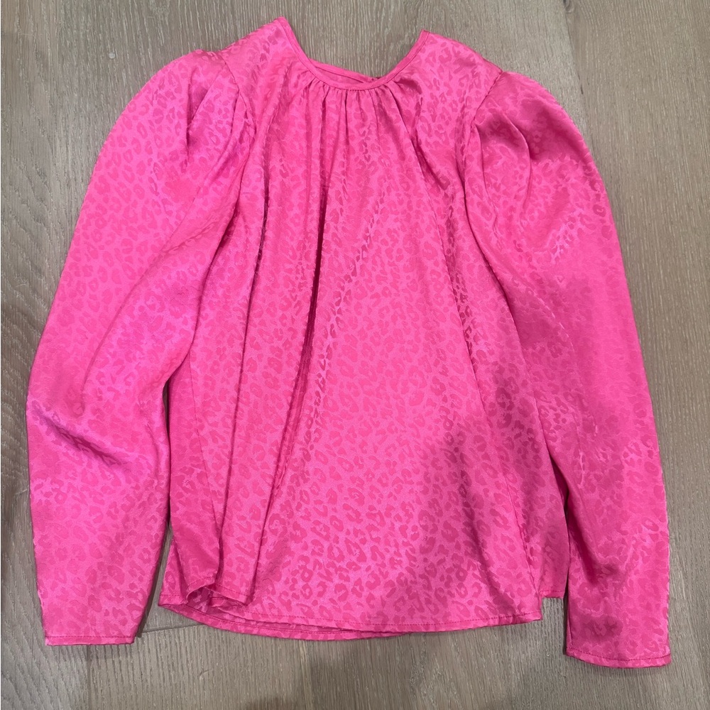 Aqua Pink Cheetah Long Sleeve Blouse